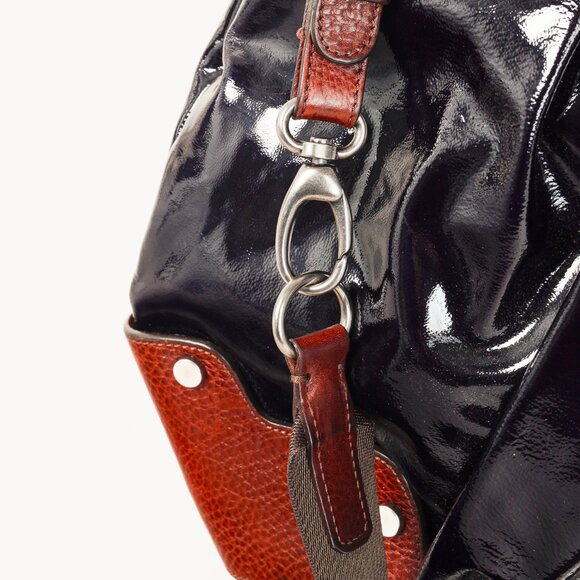 Marni Balloon Navy-Patent-Leather Trimmed Shoulder Bag - Picture 7 of 11